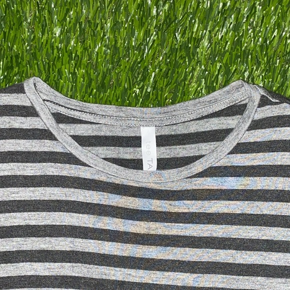 Soft and comfy light long T-shirt. White & grey stripes. Frenchy style. - Picture 2 of 4